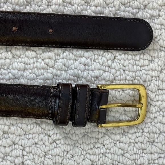 Coach Mocha Leather Dress Belt Men's Burnished Cowhide Brass Buckle 36" x 1" Y2K - Picture 5 of 7